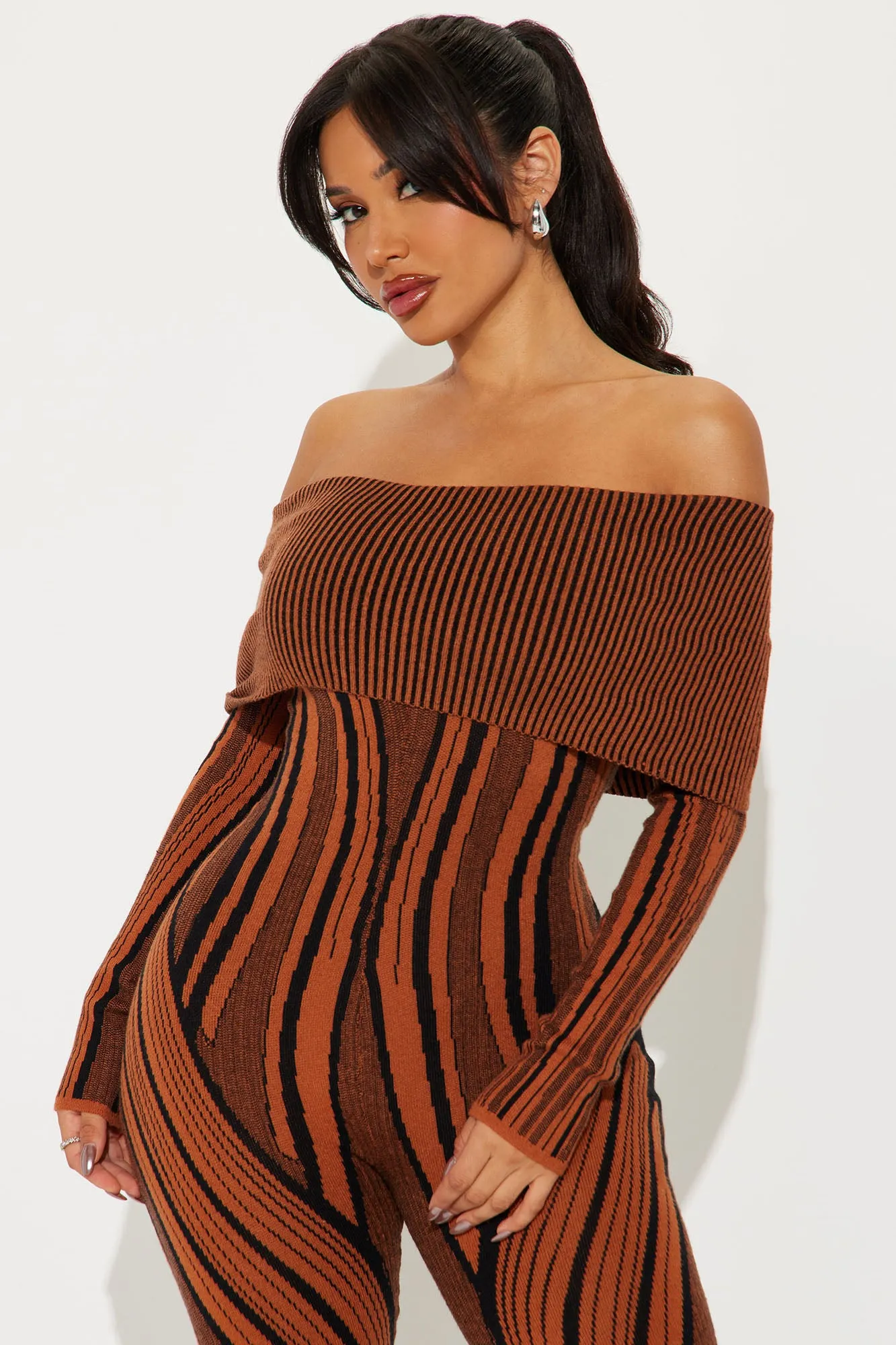 Alyssa Sweater Jumpsuit - Rust/combo