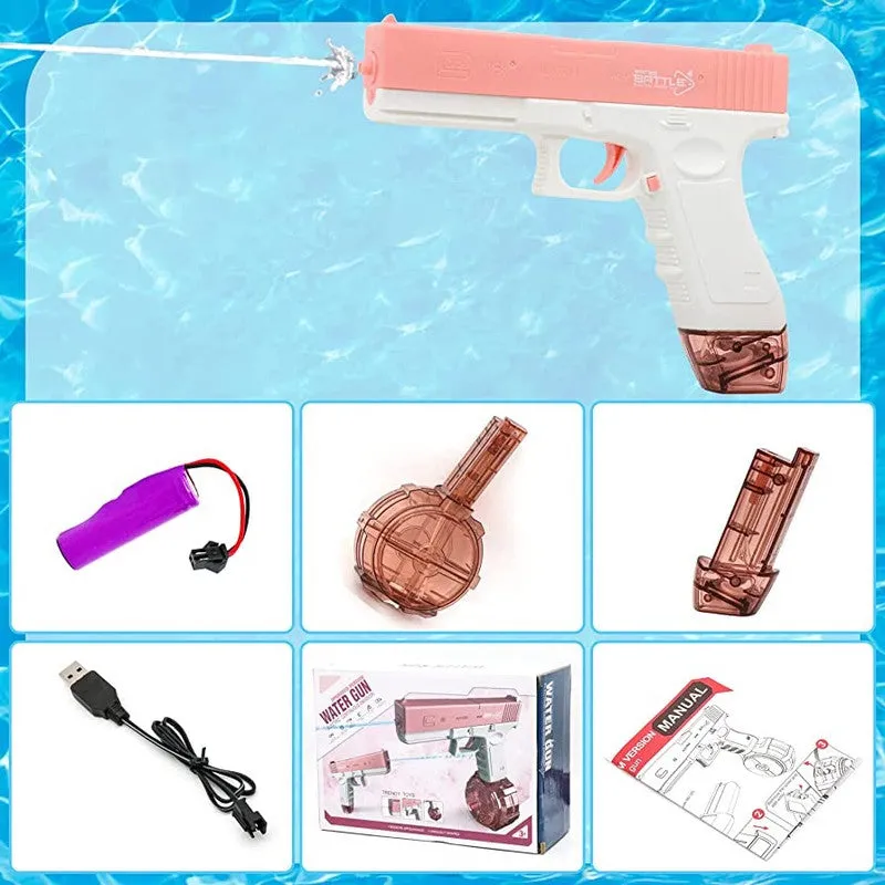 Electric Water Gun, up to 9 m Ft Rang Electric Automatic Water Gun, 450CC 60CC High Capacity Squirt Guns for Summer Pool Beach Party Water Blasters