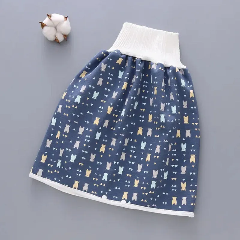 "Ultimate 2-In-1 Waterproof Diaper Skirt: Stylish, High-Waisted Cotton Training Pants for Kids - Say Goodbye to Leaks!"