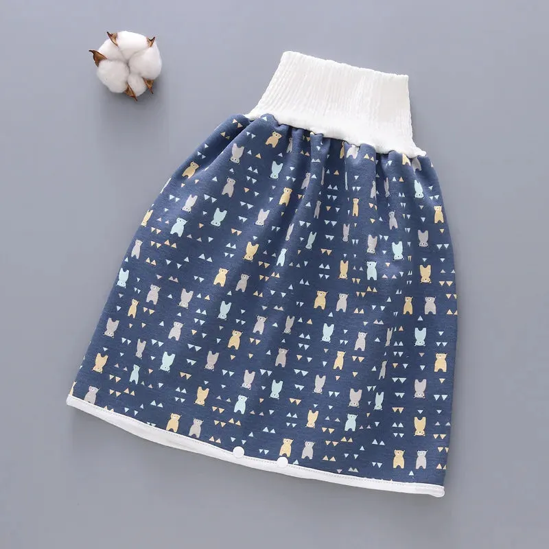 "Ultimate 2-In-1 Waterproof Diaper Skirt: Stylish, High-Waisted Cotton Training Pants for Kids - Say Goodbye to Leaks!"