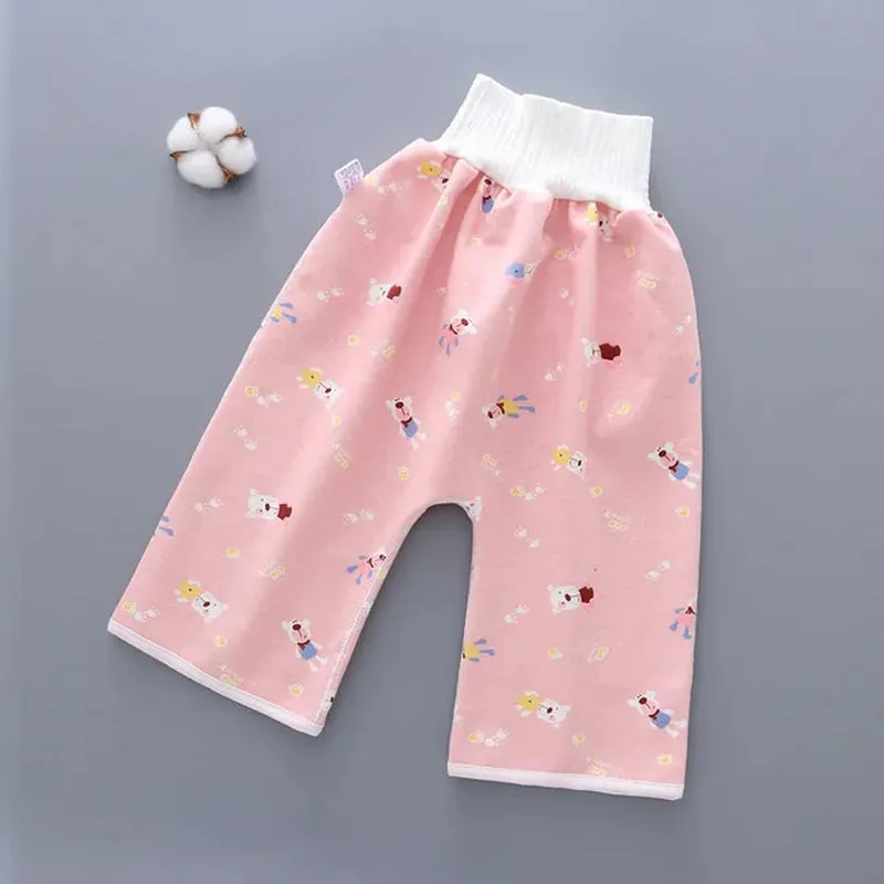"Ultimate 2-In-1 Waterproof Diaper Skirt: Stylish, High-Waisted Cotton Training Pants for Kids - Say Goodbye to Leaks!"