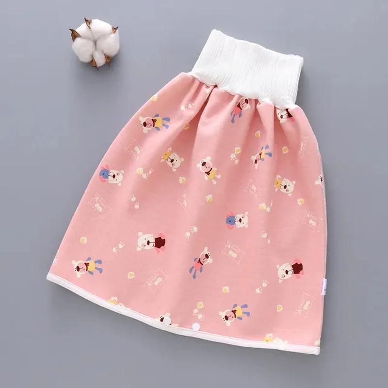 "Ultimate 2-In-1 Waterproof Diaper Skirt: Stylish, High-Waisted Cotton Training Pants for Kids - Say Goodbye to Leaks!"