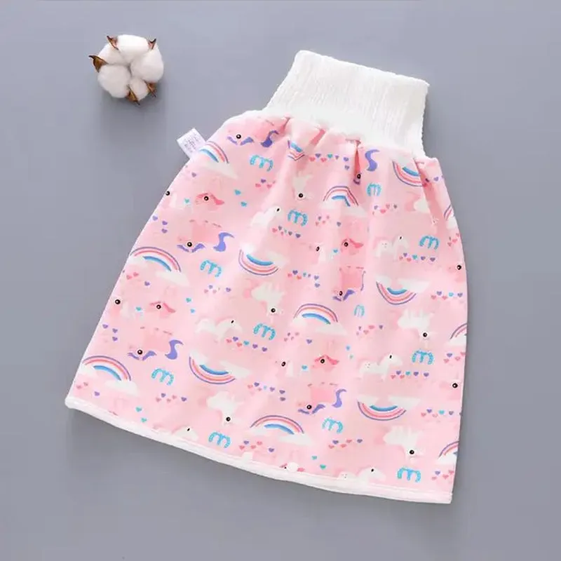 "Ultimate 2-In-1 Waterproof Diaper Skirt: Stylish, High-Waisted Cotton Training Pants for Kids - Say Goodbye to Leaks!"