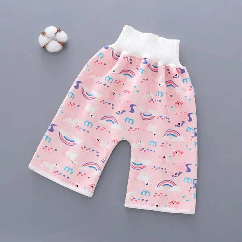 "Ultimate 2-In-1 Waterproof Diaper Skirt: Stylish, High-Waisted Cotton Training Pants for Kids - Say Goodbye to Leaks!"