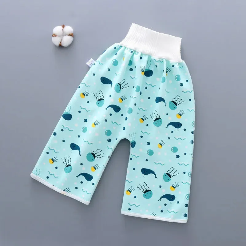 "Ultimate 2-In-1 Waterproof Diaper Skirt: Stylish, High-Waisted Cotton Training Pants for Kids - Say Goodbye to Leaks!"