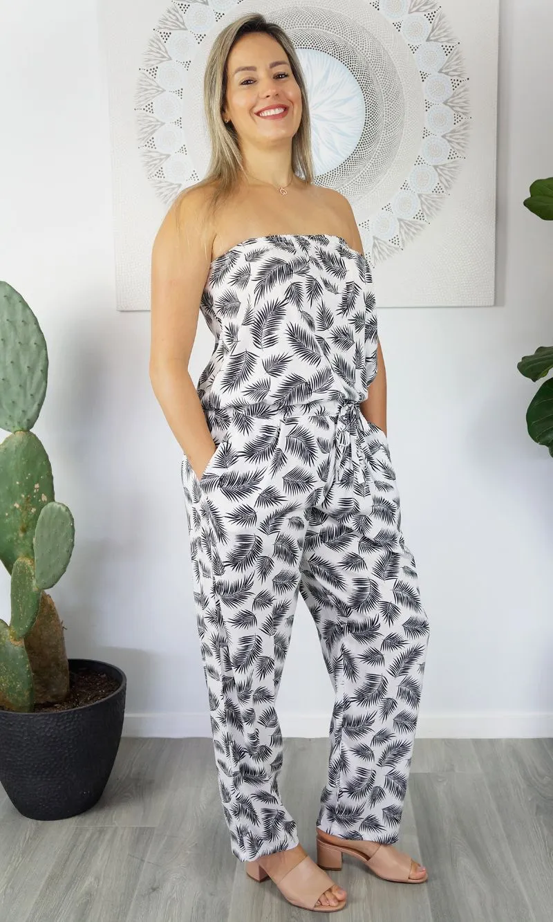 Rayon Jumpsuit Long Bandeau Fern, More Colours