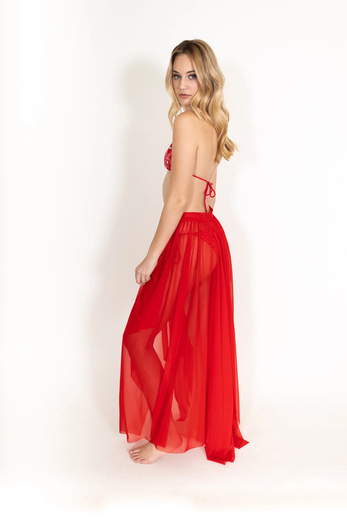 Red Mesh Skirt