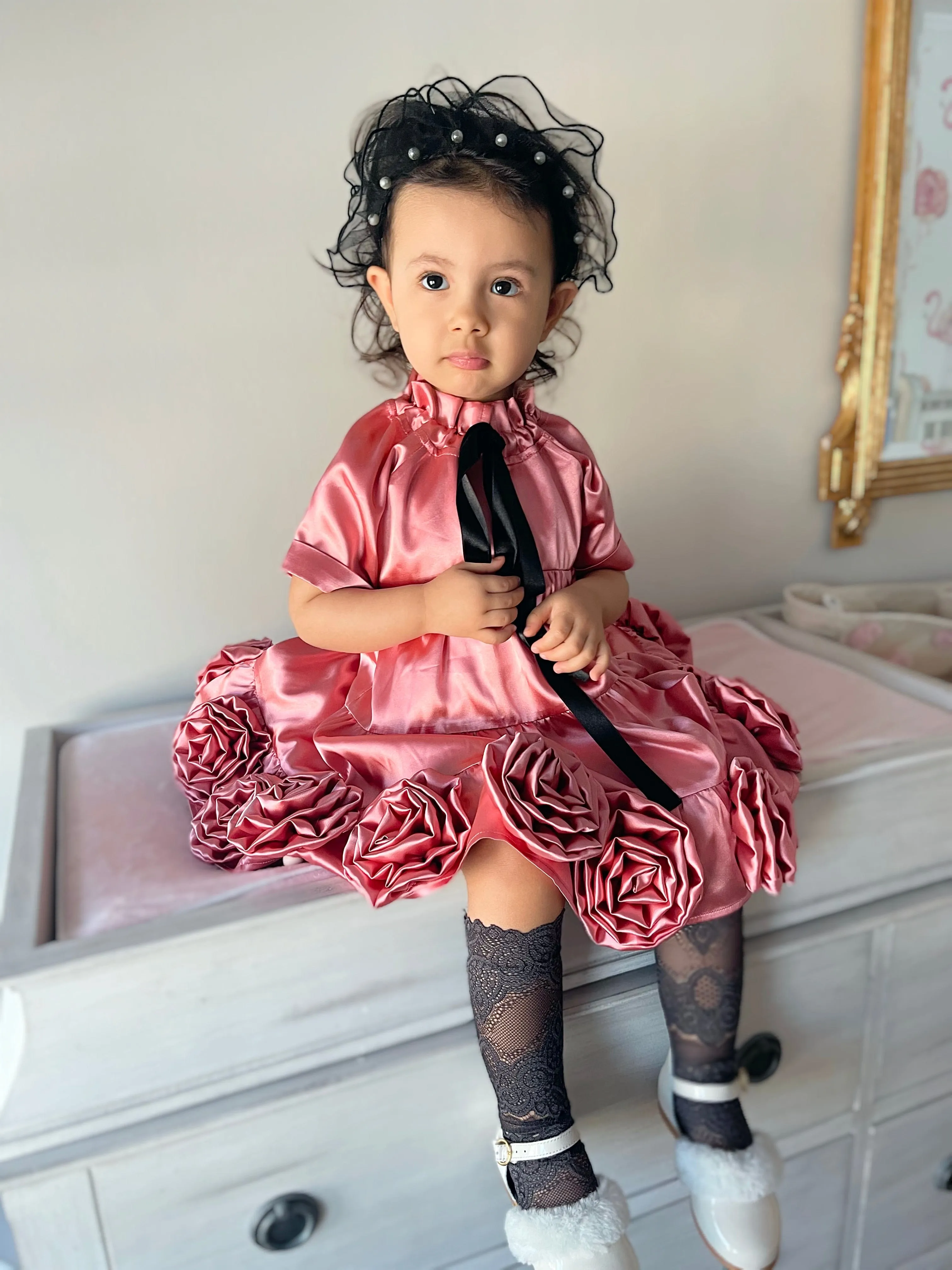Satin Rose Dress