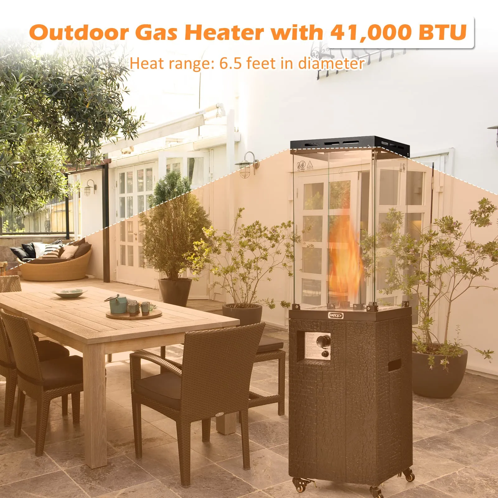 Tangkula 41,000 BTU Propane Patio Heater with Waterproof Cover, Outdoor Heater with Lockable Wheels
